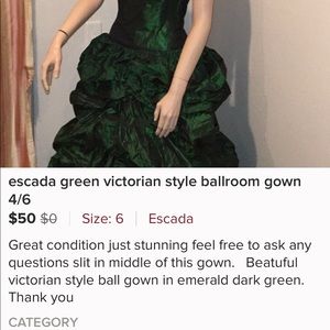 Green ball gown size 4